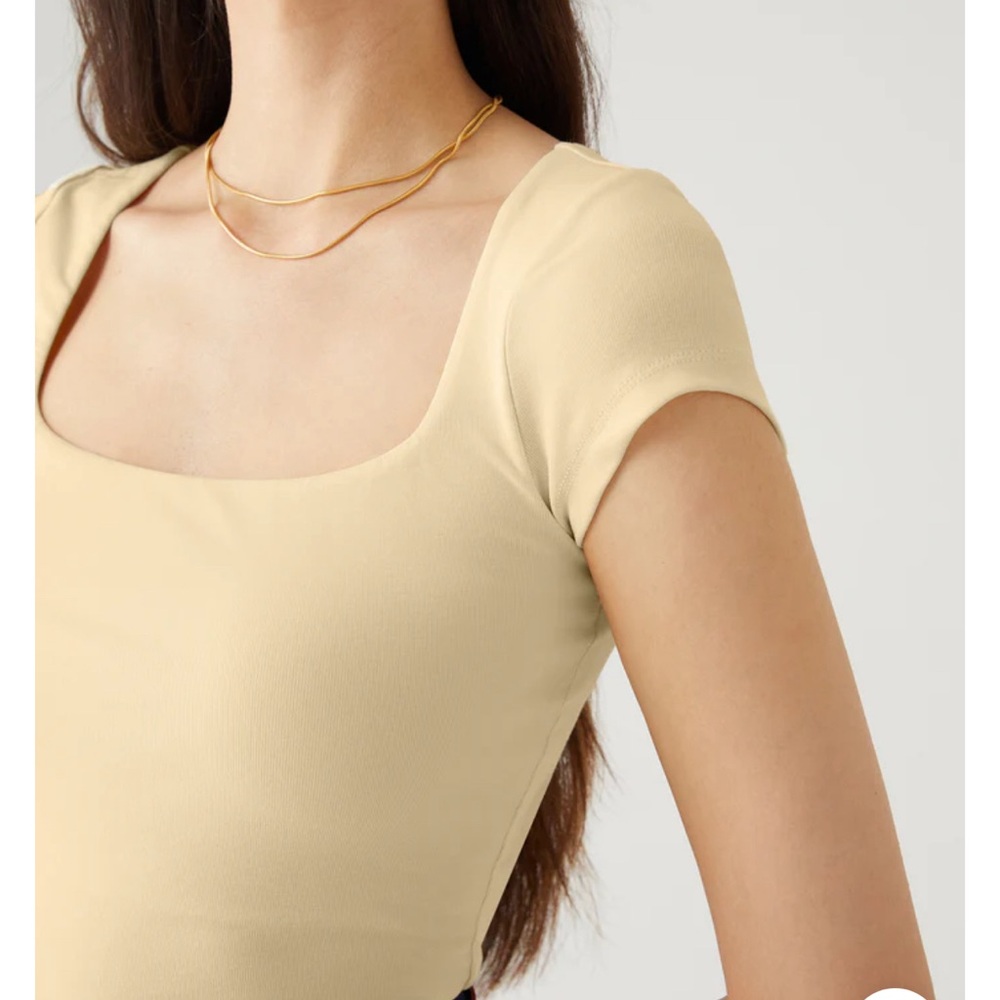 Ogl square neck cotton top in butter yellow